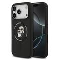 Husă MagSafe din silicon lichid iPhone 17 Pro Karl Lagerfeld Karl and Choupette - Negru