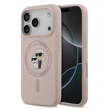 Husă MagSafe din silicon lichid iPhone 17 Pro Karl Lagerfeld Karl and Choupette - Roz