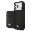 Husă MagSafe și suport magnetic pentru carduri iPhone 17 Pro Lacoste Iconic Petit Pique - Negru
