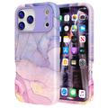 Husă hibridă din marmură de lux iPhone 17 Pro - albastru / roz