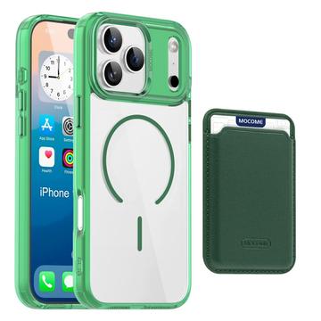 Husă MagSafe iPhone 17 Pro cu suport pentru carduri - Verde / Transparent