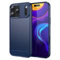 Husă TPU Brushed iPhone 17 Pro Max - Fibră de Carbon - Albastru