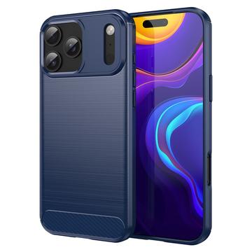 Husă TPU Brushed iPhone 17 Pro Max - Fibră de Carbon - Albastru