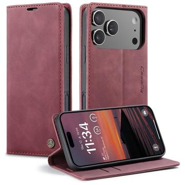 Husă Portofel iPhone 17 Pro Max - Caseme 013 - Roșu Vin