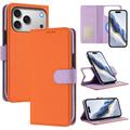 Husă de portofel detașabilă iPhone 17 Pro Max/18 Pro Max cu MagSafe, protecție RFID și curea de mână - portocaliu / violet