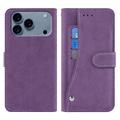 iPhone 17 Pro Max Husă elegantă de portofel retro cu suport rotativ pentru carduri - Violet