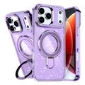 Husă hibridă iPhone 17 Pro Max Glitter cu suport - compatibilă MagSafe - Violet