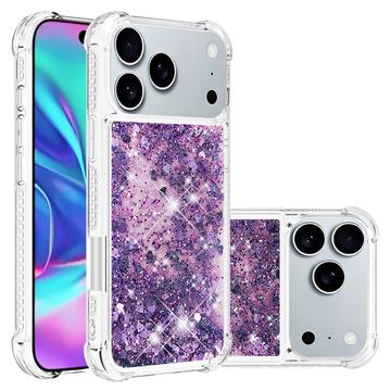 Husă TPU iPhone 17 Pro Max Glitter Quicksand - Inimi Purpurii