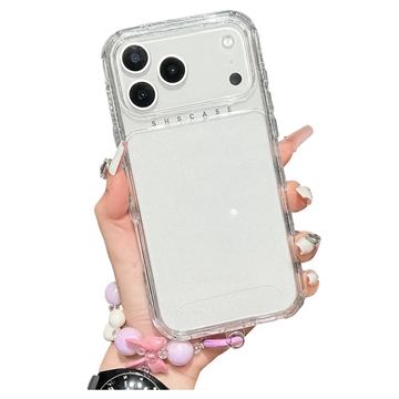 Husă hibridă antișoc Glitter iPhone 17 Pro Max cu curea de încheietură