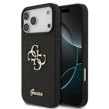 Husă iPhone 17 Pro Max - Guess Fixed Glitter 4G Metal Logo - Negru