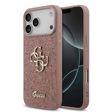 Husă iPhone 17 Pro Max - Guess Fixed Glitter 4G Metal Logo - Roz