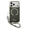 Husă cu curea iPhone 17 Pro Max Guess IML Glitter Script - Compatibilă cu MagSafe - Negru
