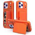 Husă Hibrid iPhone 17 Pro Max - cu Oglindă Ascunsă și Slot Card - Orange