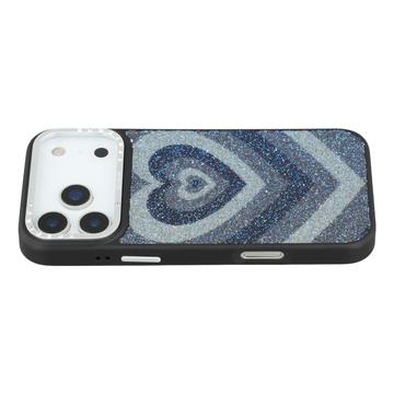 iPhone 17 Pro Max Jaucase Heart Pattern Magnetic Hybrid Case - Negru