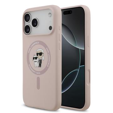 Husă MagSafe din silicon lichid iPhone 17 Pro Max Karl Lagerfeld Karl and Choupette - Roz