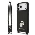 Husă iPhone 17 Pro Max - Karl Lagerfeld Saffiano Crossbody Metal Karl & Choupette - Negru