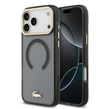 Husă hibridă iPhone 17 Pro Max Lacoste Frosted Finish Gold Logo - compatibilă MagSafe - negru
