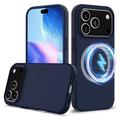 Husă Silicon Liquid iPhone 17 Pro Max - Compatibila MagSafe - Albastru Închis