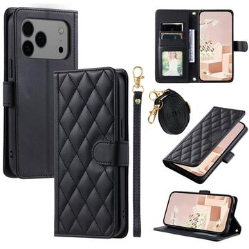 Husa portofel matlasata de lux - iPhone 17 Pro Max - Negru