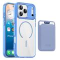 Husă MagSafe iPhone 17 Pro Max cu suport pentru carduri - Albastru / Transparent