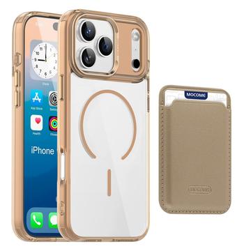 Husă MagSafe iPhone 17 Pro Max cu suport pentru carduri - Aur de deșert / Transparent
