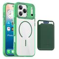 Husă MagSafe iPhone 17 Pro Max cu suport pentru carduri - Verde / Transparent