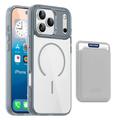 Husă MagSafe iPhone 17 Pro Max cu suport pentru carduri - Gri / Transparent