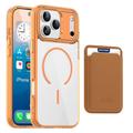 Husă MagSafe iPhone 17 Pro Max cu suport pentru carduri - Portocaliu / Transparent
