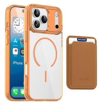 Husă MagSafe iPhone 17 Pro Max cu suport pentru carduri - Portocaliu / Transparent