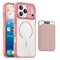 Husă MagSafe iPhone 17 Pro Max cu suport pentru carduri - Roz / Transparent