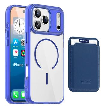 Husă MagSafe iPhone 17 Pro Max cu suport pentru carduri - Safir / Transparent