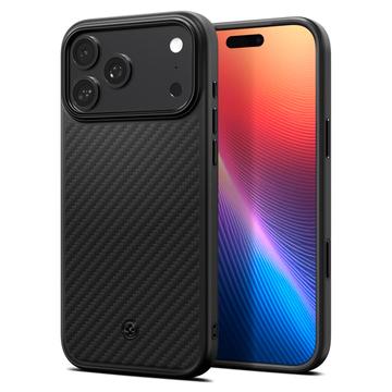 iPhone 17 Pro Max Spigen Enzo Aramid T Mag Case - compatibil MagSafe - negru / argintiu