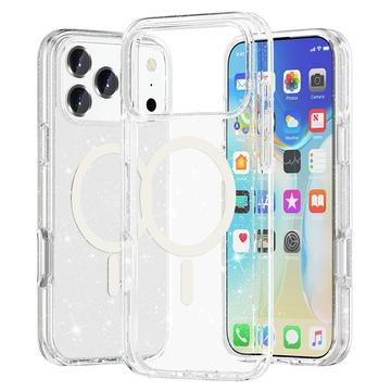 Husă Hibrid iPhone 17 Pro Max - Stylish Glitter - Compatibil MagSafe - Biel