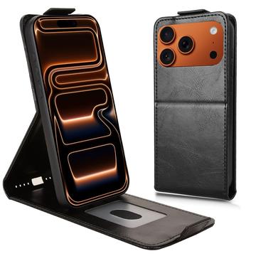 Husă verticală cu rabat și suport iPhone 17 Pro Max - Negru
