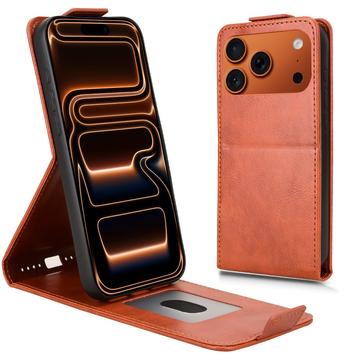 Husă verticală cu rabat și suport iPhone 17 Pro Max - maro