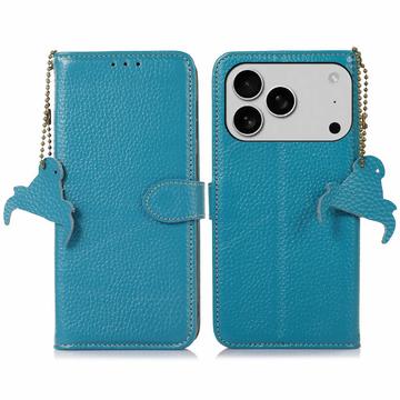 Husă Piele Portofel cu RFID iPhone 17 Pro Max - Albastru