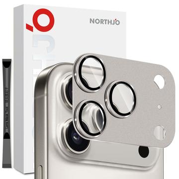 iPhone 17 Pro Northjo Protecție completă din metal mat și sticlă temperată pentru obiectivul camerei foto - gri