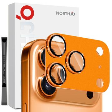 iPhone 17 Pro Northjo Protecție completă din metal mat și sticlă temperată pentru obiectivul camerei foto - portocaliu