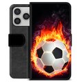 Husă Portofel Premium - iPhone 17 Pro - Fotbal în Flăcări