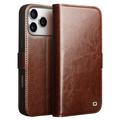 Husă Piele Portofel iPhone 17 Pro - Qialino Classic - Maro Închis