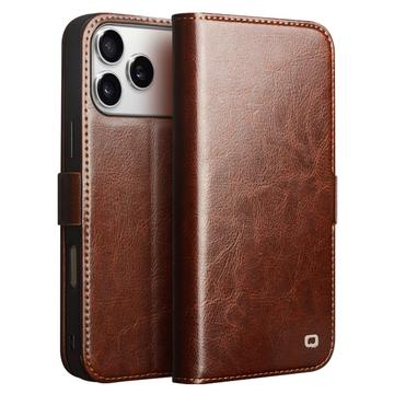 Husă Piele Portofel iPhone 17 Pro - Qialino Classic - Maro Închis