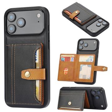 Husă cu Portofel iPhone 17 Pro - Retro Style - Negru