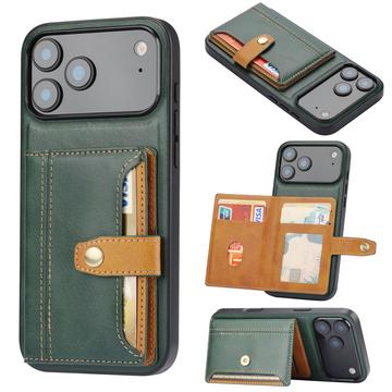 Husă cu Portofel iPhone 17 Pro - Retro Style - Verde