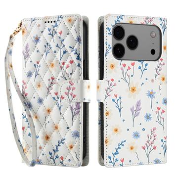 iPhone 17 Pro Husă portofel cu motive florale rombice
