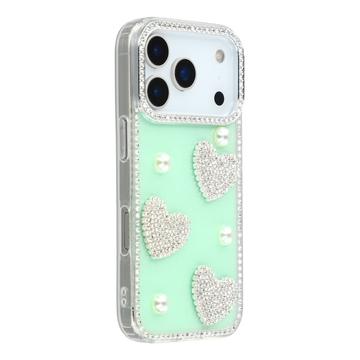 Husă hibridă iPhone 17 Pro Dragoste strălucitoare și perlă - verde