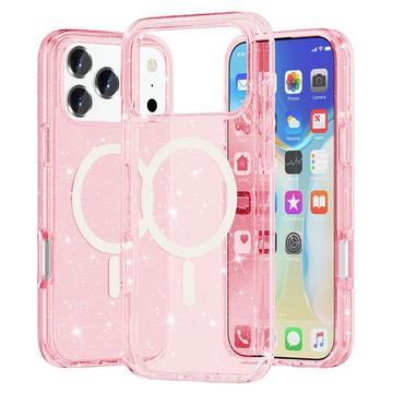 Husă Hibrid iPhone 17 Pro - Stylish Glitter - Compatibil MagSafe - Roz