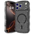 Husă MagSafe iPhone 17 Pro Wave-Edge Laser Glitter - Negru translucid
