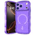 Husă MagSafe iPhone 17 Pro Wave-Edge Laser Glitter - Violet translucid