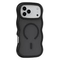 iPhone 17 Pro Husă hibridă magnetică cu margini ondulate - negru