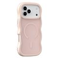 iPhone 17 Pro Husă hibridă magnetică cu margini ondulate - roz